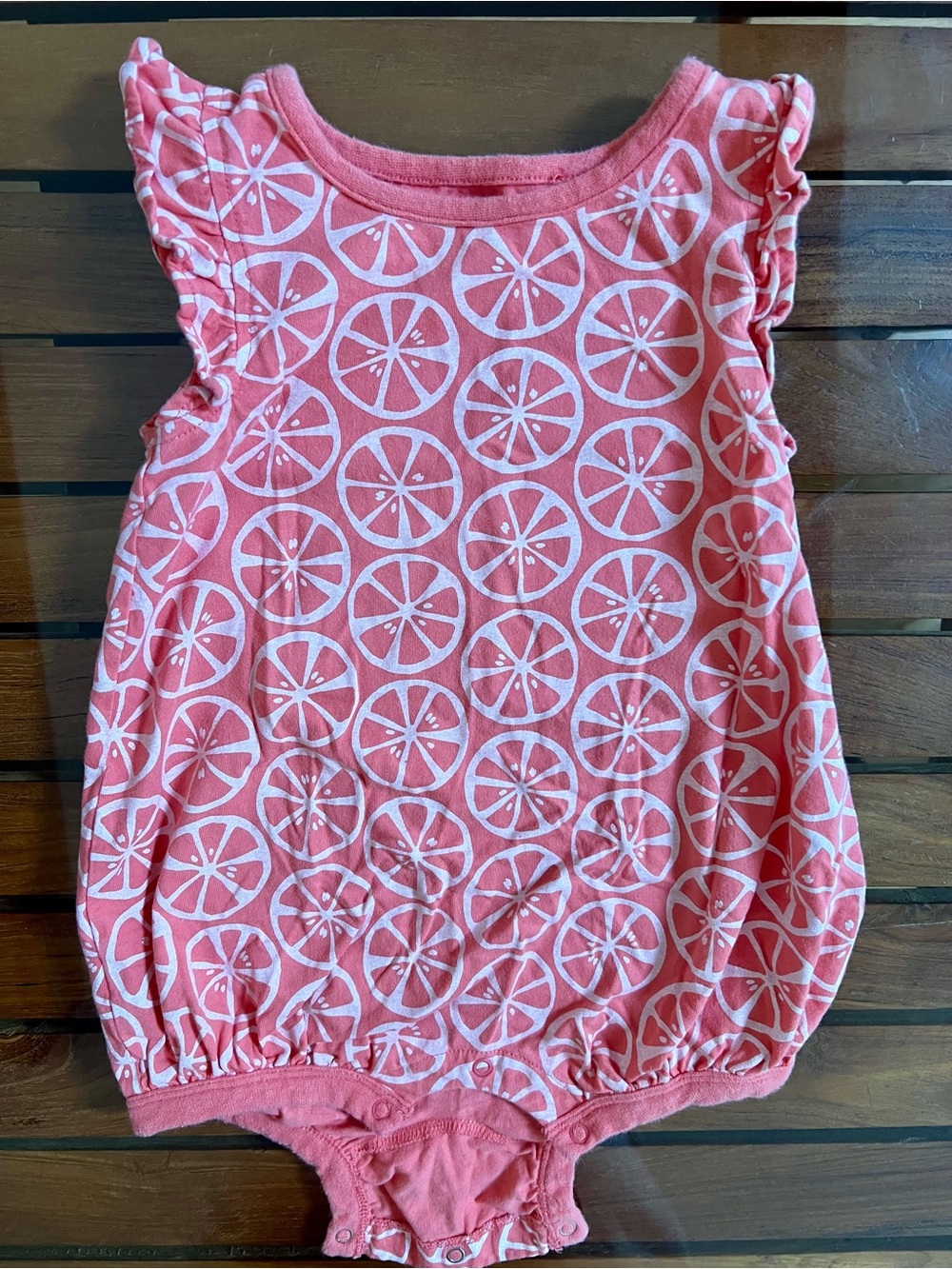 Tea Collection Coral Pink Citrus Print Baby Romper